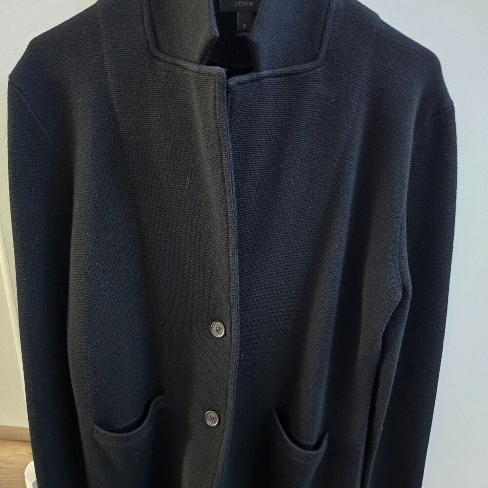 JCrew Black Small 100% Wool Sweater Jacket